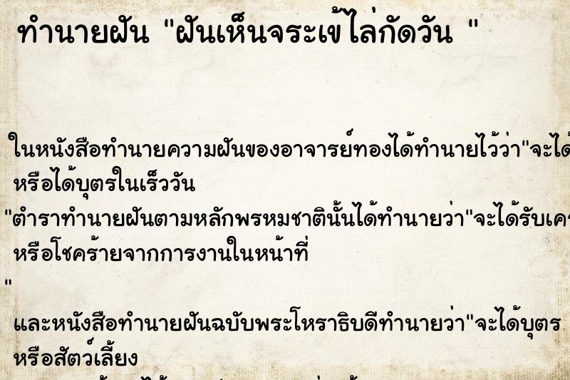 ทำนายฝันทำนายฝันฝันเห็นจระเข้ไล่กัดวัน